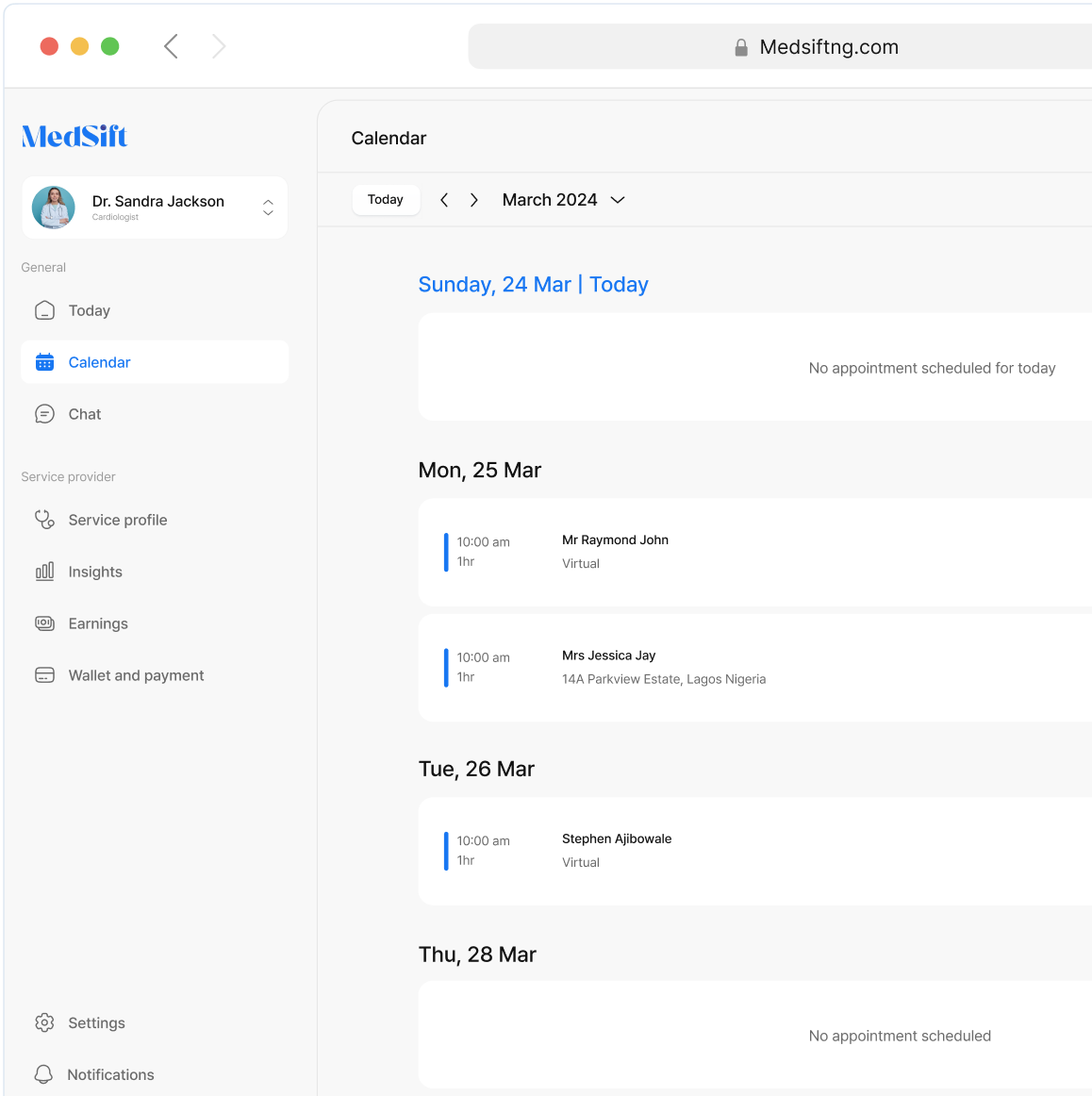Healthcare providers desktop view